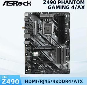 Z490 PHANTOM GAMING 4/AX Motherboard LGA 1200 Socket Supprots i5 10400F 10500T 10600KF Z490 4x DIMM Max. 128GB DDR4