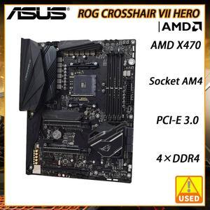 ROG Motherboard ROG CROSSHAIR VII HERO With X470 Chipset AM4 Socket for Ryzen 3000 5000 Series Processors Supports DDR4