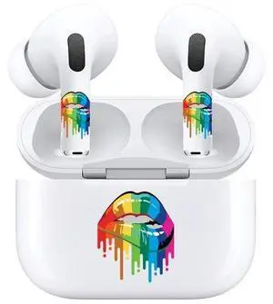 AirSkins - Decals for AirPods Pro & Pro 2, Rainbow Lips Design, Scratch-Resistant, Precision Fit, Wireless Charging Friendly, Easy Application, Durable Protection for Earbuds & Case