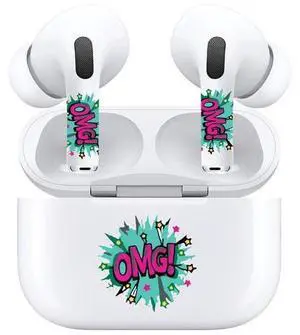 AirSkins - Decals for AirPods Pro & Pro 2, OMG Design, Scratch-Resistant, Precision Fit, Wireless Charging Friendly, Easy Application, Durable Protection for Earbuds & Case