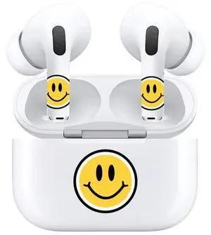 AirSkins - Decals for AirPods Pro & Pro 2, Smiley Face Design, Scratch-Resistant, Precision Fit, Wireless Charging Friendly, Easy Application, Durable Protection for Earbuds & Case