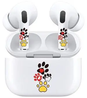 AirSkins - Decals for AirPods Pro & Pro 2, Colorful Paws Design, Scratch-Resistant, Precision Fit, Wireless Charging Friendly, Easy Application, Durable Protection for Earbuds & Case