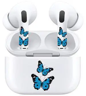 AirSkins - Decals for AirPods Pro & Pro 2, Blue Butterflies Design, Scratch-Resistant Precision Fit Wireless Charging Friendly Easy Application Durable Protection for Earbuds & Case