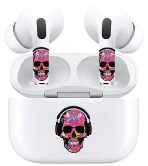 AirSkins - Decals for AirPods Pro & Pro 2, Pink Rocker Skull Design Scratch-Resistant Precision Fit Wireless Charging Friendly Easy Application Durable Protection for Earbuds & Case