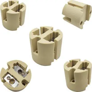 Jaspertronics GY22 GX22 Lamp Holder Ceramic Socket 10,000W 500V 20A Pulse Rated 15kV T350 High-Temp Lamp Base for Metal Halide & Hot-Restrike Lamps Durable Copper Contacts 5 Pack