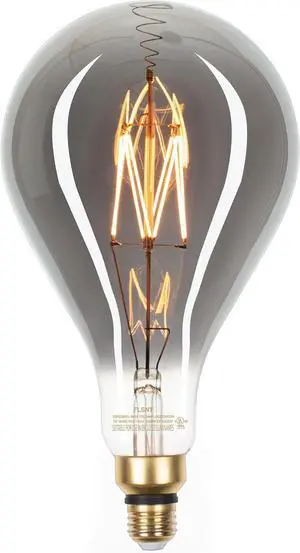 Jaspertronics LED Large Decorative Pendant Light Bulbs 25W Equivalent, Dimmable LED Oversized Bulbs with Smoke Glass, 1800K Warm White, 7W, 200LM, E26 Base, PS160/PS52