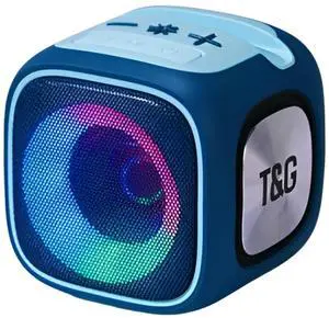 Jaspertronics TG-359 Rechargeable Bluetooth Speaker Portable Indoor/Outdoor Wireless Stereo Subwoofer with Breathing Light-Blue