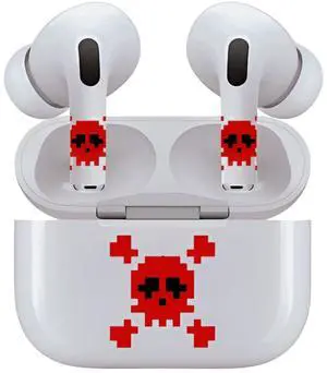 AirSkins - Decals for AirPods 3, Red Skull Design, Scratch-Resistant, Precision Fit, Wireless Charging Friendly, Easy Application, Durable Protection for Earbuds & Case