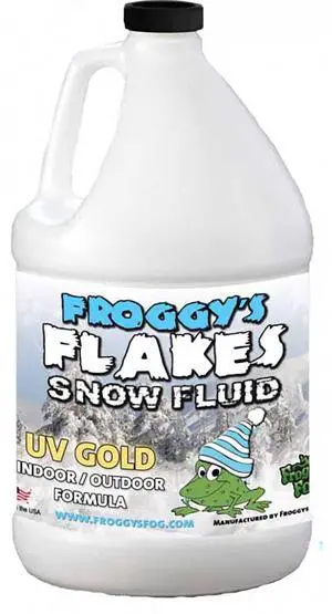 Froggy's Fog - SN-UVG - GOLD UV BLACKLIGHT REACTIVE Snow Juice Machine Fluid - Froggy's Flakes - Evaporative Formula - High Density - Machine Fluid