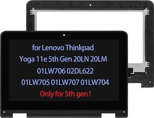 11.6" 5M11H20443 5M11H20444 Screen Replacement for Lenovo Thinkpad Yoga 11e 5th Gen 20LN 20LM 01LW706 02DL622 01LW705 01LW707 01LW704 LCD Display Touch Screen + Digitizer