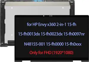 15.6" Screen Replacement FHD Compatible with HP Envy x360 15-fh N48155-001 Touch Screen Digitizer Assembly Bezel