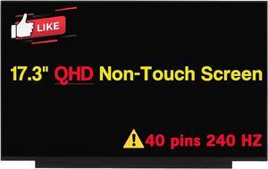 NUOLAISUN Replacement for MSI Raider GE77HX 12UGS-004 12UHS-082 17.3" QHD 2560 * 1440 Non-Touch Screen LCD Display Panel (40 pins 240 HZ)