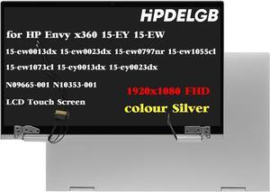 Replacement for HP Envy x360 15-EY 15-EW 15-ew0013dx 15-ew0023dx 15-ew0797nr 15-ew1055cl 15-ew1073cl 15-ey0013dx 15-ey0023dx N09665-001 N10353-001 FHD LCD Touch Screen Display Assembly Silver