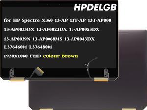 NUOLAISUN Replacement for HP Spectre X360 13-AP 13T-AP 13T-AP000 13-AP0013DX 13-AP0023DX 13-AP0053DX 13-AP0039N 13-AP0068MS 13-AP0043DX L37646-001 L37648-001 1920x1080 LCD Touch Screen Display Brown