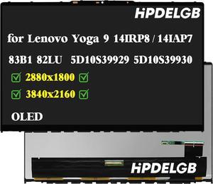 NUOLAISUN Replacement for Lenovo Yoga 9 14IRP8 / 14IAP7 83B1 82LU 83B1001WUS 5D10S39929 5D10S39930 40PIN 2880x1800 3840x2160 OLED LCD Touch Screen Display