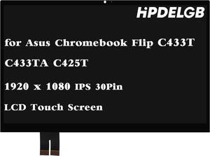 14.0" Replacement for Asus ChromeBook Flip C433T C433TA C425TA LCD Screen Digitizer Display Panel 30 Pins 60HZ 1920x1080 Touch Screen
