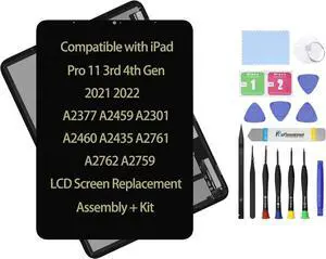 NUOLAISUN 11" LCD Screen Replacement Compatible with iPad Pro 11 2021 3rd 4th Gen A2377 A2459 A2301 A2460 2022 A2435 A2761 A2762 A2759 OLED Display Assembly Touch Digitizer Repair Kit