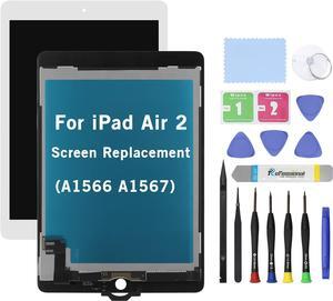 NUOLAISUN 9.7" LCD Screen Replacement for iPad Air 2 (2nd Gen) A1566 A1567 LCD Display Glass Touch Digitizer Premium Kit with Tools - White