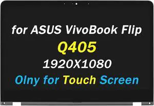 Replacement for ASUS VivoBook Flip 14 Q405 Q405U Q405UA Series Q405UA-BI5T10 Q405UA-BI5T5 Q405UA-BI5T7 FHD 1920x1080 14" LCD Display Screen Touch Digitizer + Bezel Frame Assembly(with Bezel)
