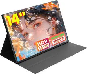 NUOLAISUN 14.0" Portable Monitor,1080P Gaming Monitor Ultra-Slim IPS, Support FHD+ Plug&Play Built-in for Laptop, Phones, Tablet, Desktop Portable Mac PS5/4 Portable Xbox Portable Switch Portable