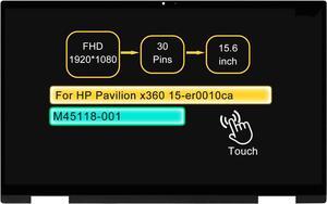 NUOLAISUN 15.6" LCD Touch Screen Replacement Assembly for HP Pavilion x360 15-er0010ca M45118-001 30 pin FHD 1920 * 1080