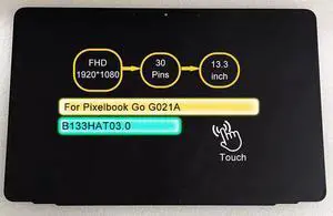 NUOLAISUN 13.3" LCD Touch Screen Replacement Assembly for Google Pixelbook Go G021A B133HAT03.0 30 pin FHD 1920 * 1080