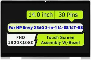 N41025-001 LCD Replacement for HP Envy x360 2-in-1 14-ES 14T-ES 14-es0013dx 14-ES0033DX 14-ES 14T-ES 14-es0xxx 14-es1xxx 14-ES0010CA 14T-ES000 LCD Touch Screen Digitizer Assembly FHD(1920x1080)