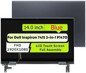 14" Screen Replacement For Dell Inspiron 7415 2-in-1 P147G P147G001 02TW7 8WP3T 08WP3T DC1RR 0DC1RR KRCDD 0KRCDD GWRR6 0GWRR6 N6J2 FHD LCD Touch Screen Display Complete Top Assembly(Blue)