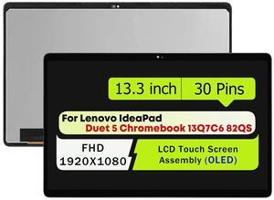 NUOLAISUN13.3" LCD Screen Replacement For Lenovo IdeaPad Duet 5 Chromebook 13Q7C6 82QS 82QS001HUS 5D10S39728 5D10S39729 FHD OLED IPS LCD Display Touch Screen Digitizer Assembly