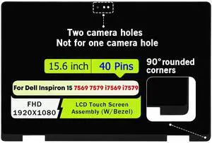 NUOLAISUN New 15.6" for Dell Inspiron 15 7579 i7579 FHD LCD Touch Screen Assembly 40 Pin