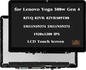 Replacement for Lenovo Yoga 500w Gen 4 82VQ 82VR 82VRS09T00 82VQ0007US 82VQ000EUS 5M11N59374 5M11N59375 1920x1200 IPS LCD Touch Screen Display Digitizer Assembly Bezel
