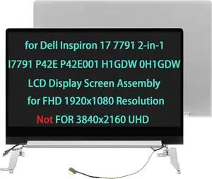 17.3" Touch Screen Replacement for Dell Inspiron 17 7791 2-in-1 I7791 P42E P42E001 H1GDW 0H1GDW LCD Full Top Display Hinge Up Assembly + Back Cover FHD 1920x1080 Silver(Not for 3840x2160 UHD)