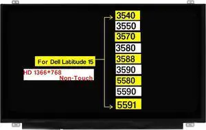 NUOLAISUN 15.6" Replacement for Dell Latitude 15 3540 3550 3570 3580 3588 3590 5580 5590 5591 Screen LCD Display Panel (HD 1366×768 30 Pins Non-Touch)