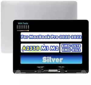 NUOLAISUN 13" LCD Replacement for MacBook Pro M1 A2338 EMC 3578 2020 MYD83 MYD92 MYDA2 MYDC2 Full LCD Screen Display Complete Top Assembly 2560x1600 (Silver)