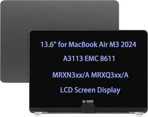 NUOLAISUN Screen Replacement 13.6" for MacBook Air M3 2024 A3113 EMC 8611 LCD Screen Display Complete Top Assembly (Space Gray)