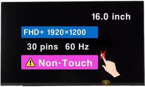 NUOLAISUN 16.0" Screen Replacement for Dell Inspiron 16 Pro 5620 5625 P117F / Precision 16 5680 5690 7670 7680 P123F P114F FHD 1920×1200 60Hz 30Pin LCD Non-Touch Display Panel