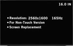 NUOLAISUN 16.0" Replacement for Asus ROG Zephyrus M16 GU603H GU603HR GU603HM GU603Z GU603ZM LCD 40pin 165Hz Touch LED Display 2560x1600 IPS