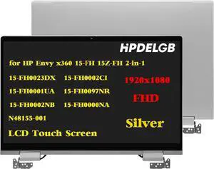 NUOLAISUN Replacement for HP Envy x360 15-FH 2-in-1 15Z-FH 15-FH0023DX 15-FH0002CI 15-FH0001UA 15-FH0097NR 15-FH0002NB 15-FH0000NA N48155-001 1920x1080 LCD Touch Screen Digitizer Assembly Silver
