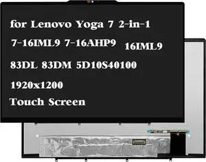NUOLAISUN Replacement for Lenovo Yoga 7 2-in-1 16IML9 7-16IML9 7-16AHP9 16IML9 Type 83DL 83DM 83DL0002US 83DL0004US WUXGA 1920x1200 30Pin Laptop LCD Touch Screen Digitizer Assembly Bezel Panel
