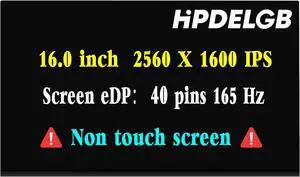 NUOLAISUN Replacement for Dell G16 7620 LCD Screen Replacement 16.0 inch 40PIN 165Hz QHD 2560x1600 IPS LCD Display (Only for Not Touch Screen)