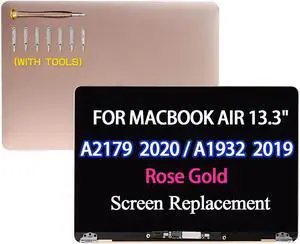 13.3" for MacBook Air Retina 2020 A2179 EMC 3302 MVH22 MVH42 MVH52 MWTJ2 MWTK2 MWTL2 LCD Screen Replacement Display Full Top Complete Assembly 2560x1600 (Gold) 13.3" for MacBook Air Retina 2020 A2179 EMC 3302 MVH22 MVH42 MVH52 MWTJ2 MWTK2 MWTL2 LCD Screen Replacement Display Full Top Complete Assembly 2560x1600 (Gold)