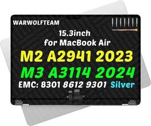 for MacBook Air A2941 A3114 LCD Screen Replacement, EMC 8301, EMC 8612, EMC 9301, 661-34702, 661-34703, 661-34704, 661-34705, 661-34701, 661-40257, 15.3in, 2880 x 1864Silver for MacBook Air A2941 A3114 LCD Screen Replacement, EMC 8301, EMC 8612, EMC 9301, 661-34702, 661-34703, 661-34704, 661-34705, 661-34701, 661-40257, 15.3in, 2880 x 1864Silver