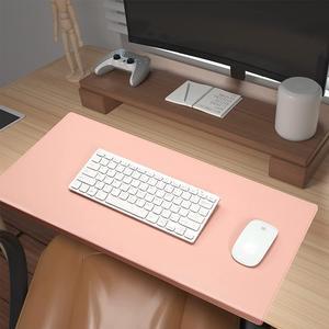 Jeukidi Folded Edge Elbow Pad Large Desk Pad Office Non Slip PU Leather Desk Pad Oversized Mouse Pad Learning Waterproof Desk Pad Protector Computer 31.5''×15.75'' Pink