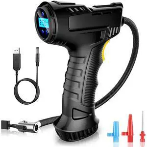 Cordless Air Pump, 150 PSI Inflatable Handheld  Air Compressor Car Tire Pump with Digital Pressure Gauge, Electric Tire Inflator for Bike Car Tires Balls