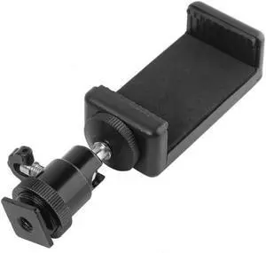 Universal Hot Shoe Phone Holder Pan Tilt 1/4 Screw Interface Metal Ball Head+Phone Hold Selfie Clip Clamp Mount Tripod Adapter