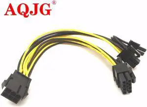 PCI-E PCIe PCI Express 6Pin Female to Dual Double 2 Port 8Pin ( 6+2Pin ) Male Adapter Video Card Power Cable Cord 18AWG Wire