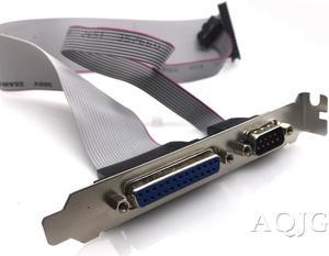 For PCI Slot Header Serial DB9 Pin With Parallel DB25 Pin Cable 28.5cm With Bracket For Parallel LPT Printer COM Serial