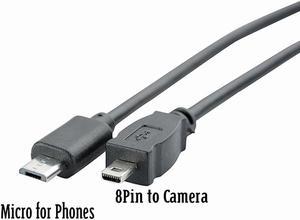 USB Type C Micro Usb Male to Mini 8Pin USB 2.0 Camera Converter OTG Cable Cord 30CM for Nikon Panasonic USB-C to Mini USB 8 Pin