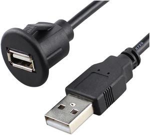 USB2.0 Panel Waterproof Cable Usb Car Dashboard Male to Female Extension Cable USB small round head plunge mount 1M