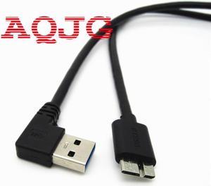 5Gbps 30cm USB 3.0 Right Angled A Male To Micro B Male 10 Pin Short Adapter Cable for Mobile HDD Left  Angled 90degree AQJG